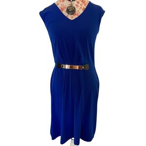 Roz & Ali Blue Midi Dress with Belt